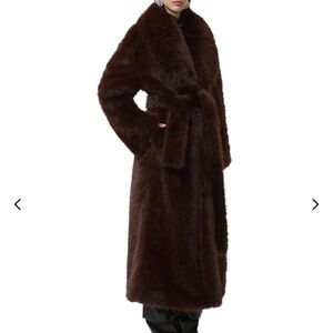 AFRM Brown Faux Fur Coat in Java